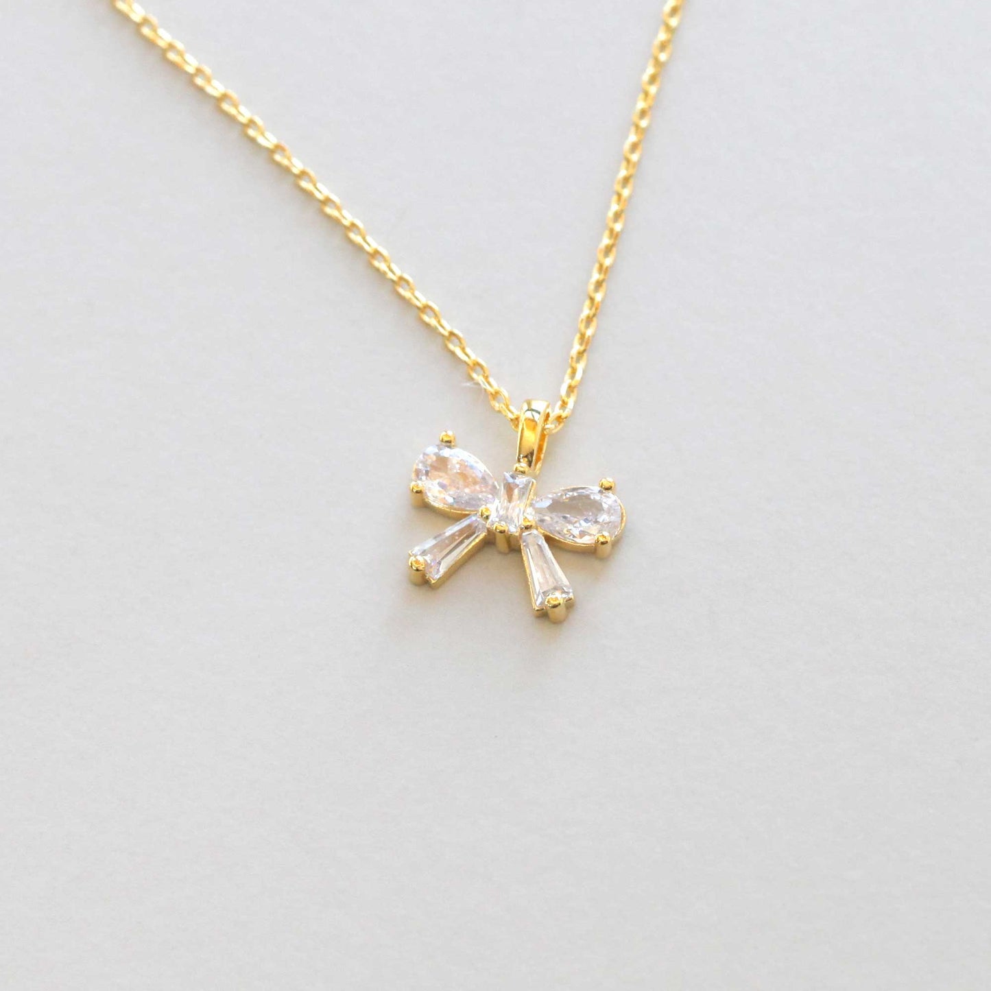 Ribbon Clear Crystal Cubic Zirconia Necklace