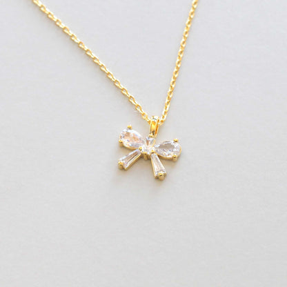 Ribbon Clear Crystal Cubic Zirconia Necklace