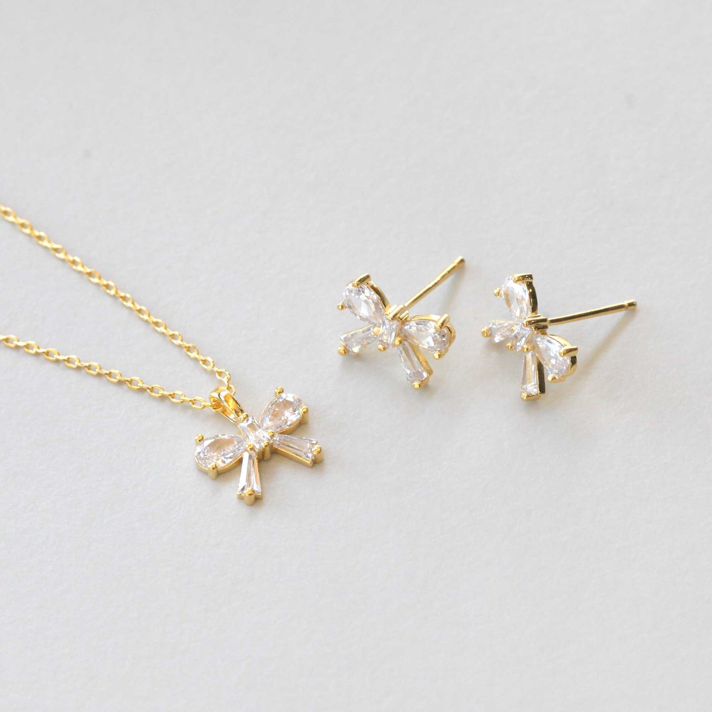 Ribbon Clear Crystal Cubic Zirconia Necklace