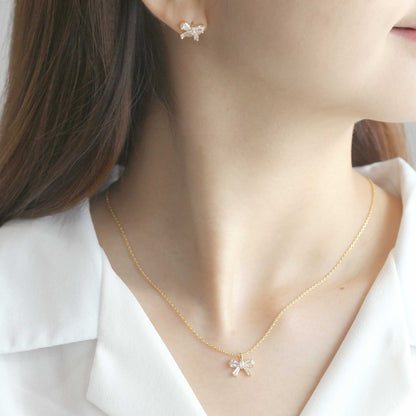 Ribbon Clear Crystal Cubic Zirconia Necklace