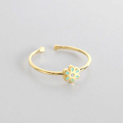 Tiny Color Flower Daisy Cute Ring adjustable