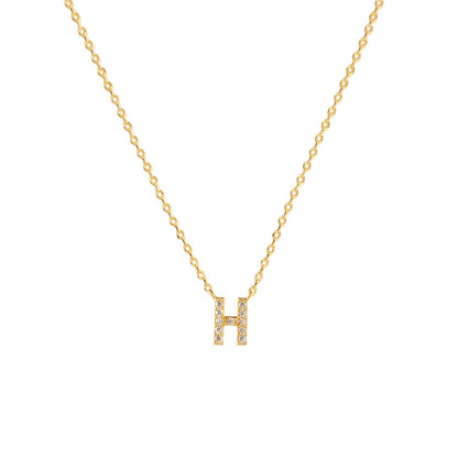Tiny Initial Cubic Zirconia Pendant Necklace