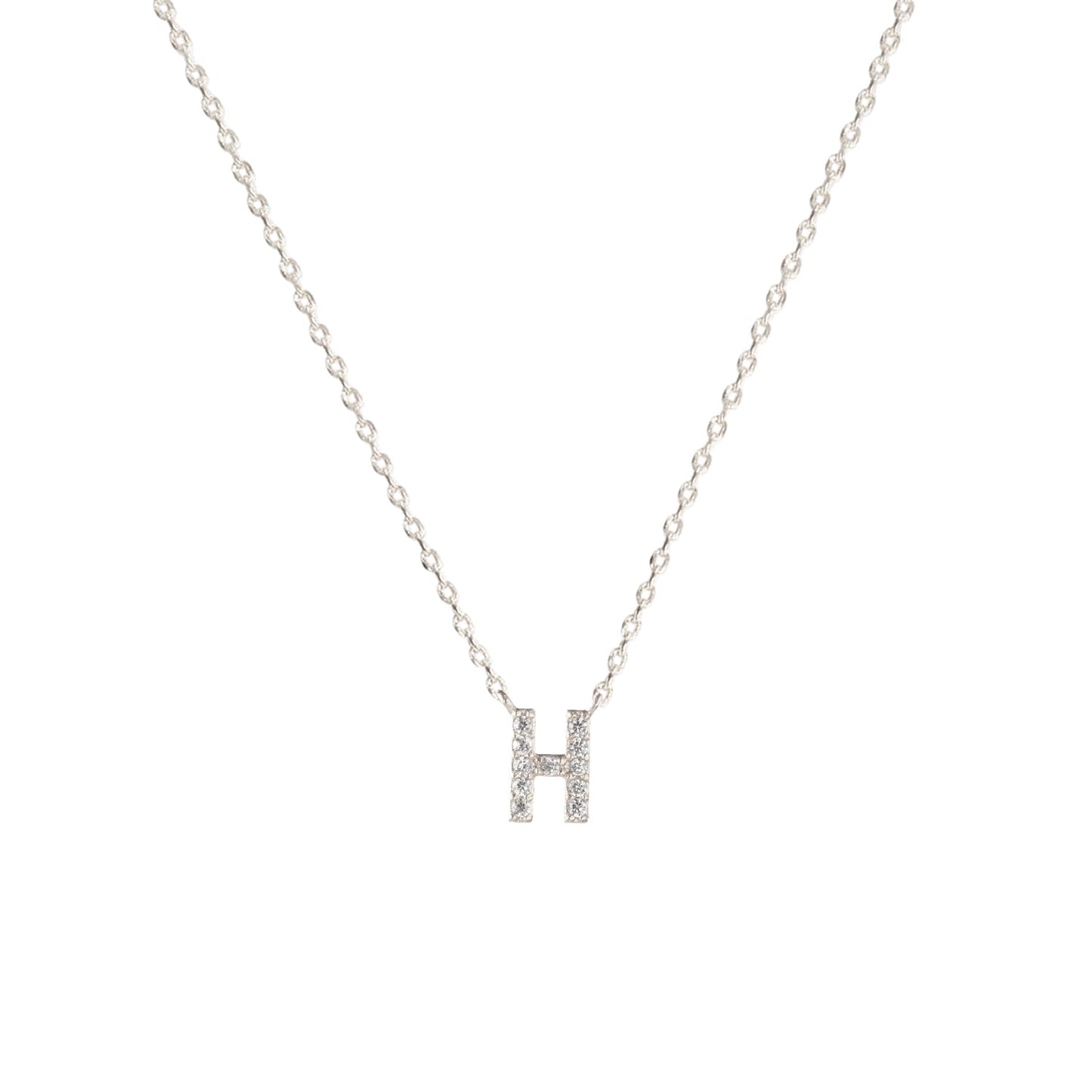 Tiny Initial Cubic Zirconia Pendant Necklace