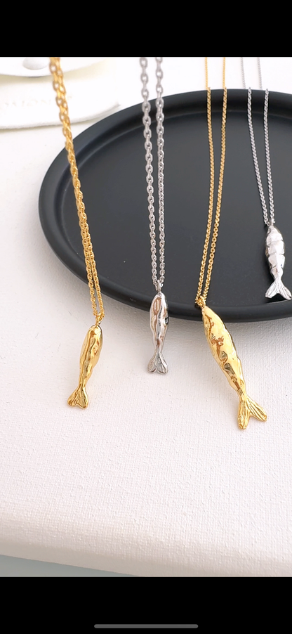 Fish Long Pendant Necklace