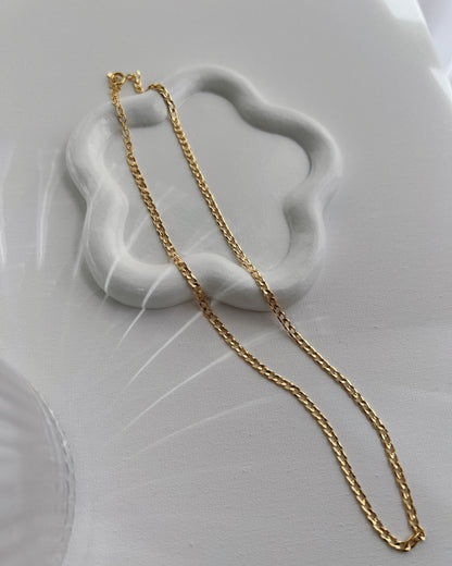 Flat Curb Chain Solid Silver Necklace
