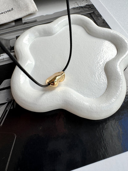 Cord Necklace with Bean Pebble Pendant