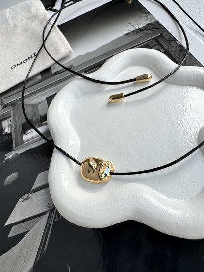 Cord Necklace with Bean Pebble Pendant