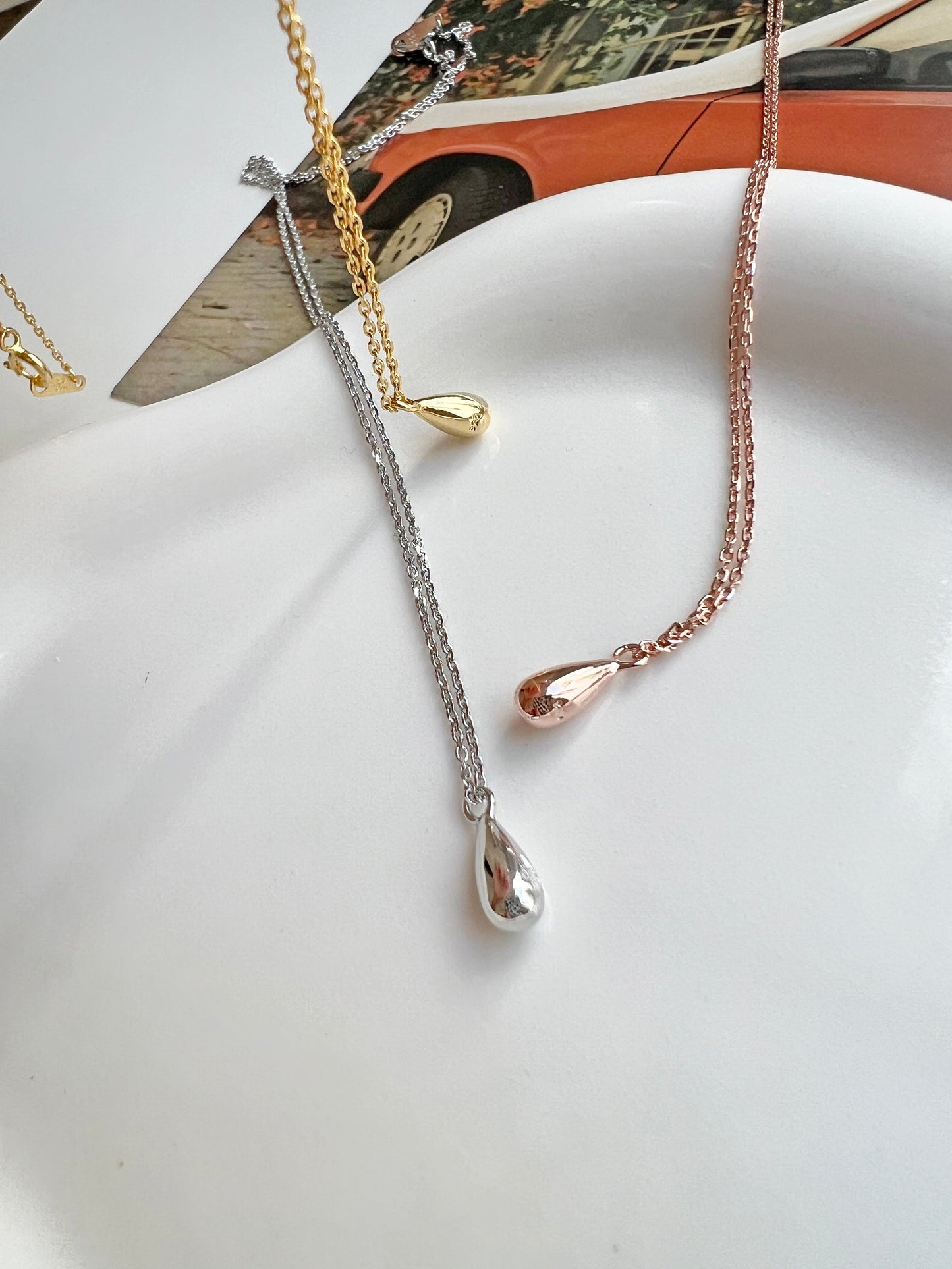 Tiny Bean Pendant 925 Silver Necklace