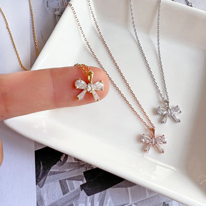 Ribbon Clear Crystal Cubic Zirconia Necklace