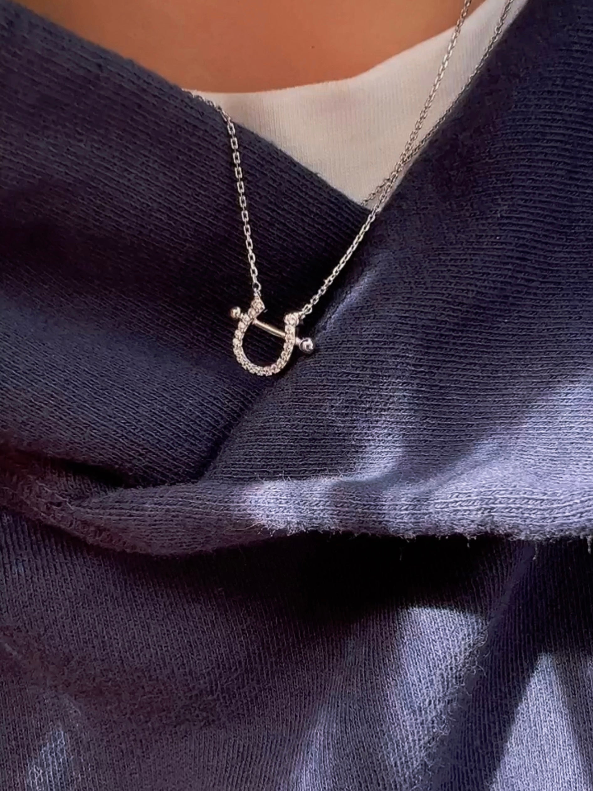 Horseshoe CZ Pendant 925 Necklace