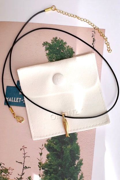 Cord Necklace with Gold Koi Fish Lucky Pendant