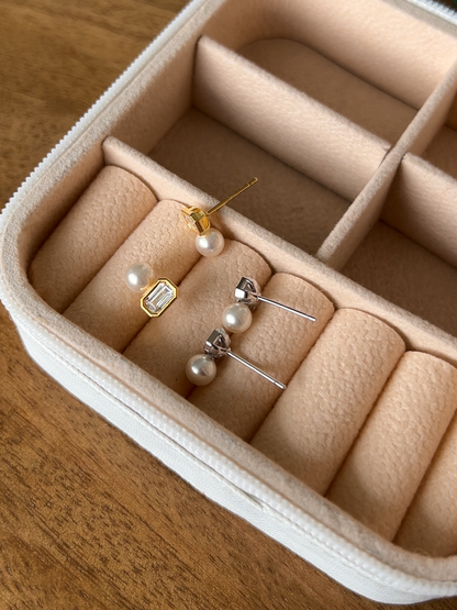 Swarovski Pearl Square Cubic 5mm Stud Earrings