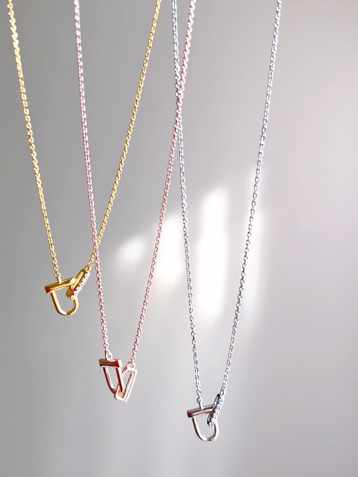 Interlock D Link Chain Linked CZ Necklace