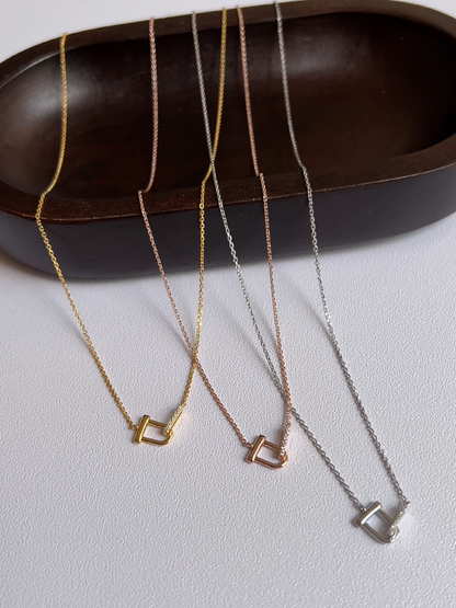 Interlock D Link Chain Linked CZ Necklace
