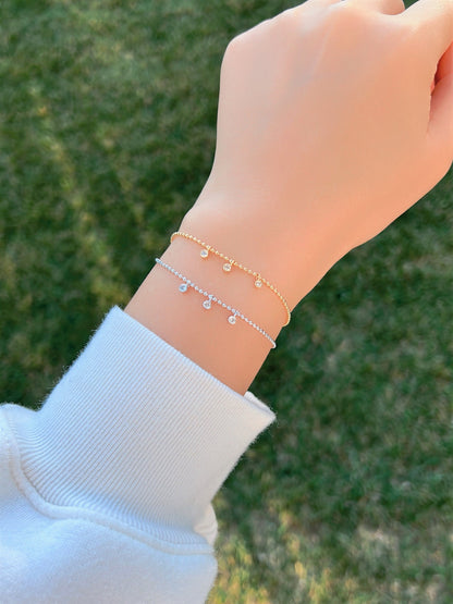 Tiny Dot Ball Chain Bezel CZ Bracelet