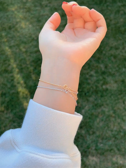 Tiny Dot Ball Chain Bezel CZ Bracelet