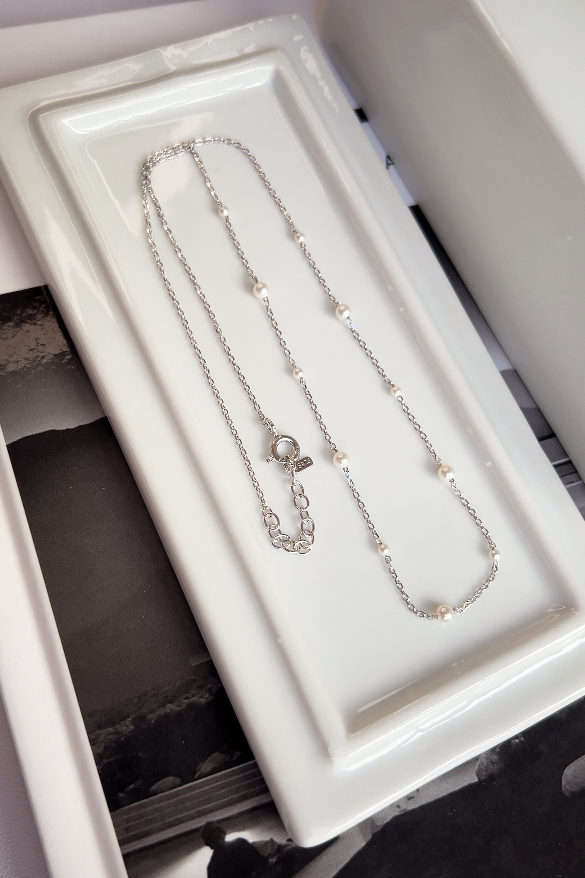 Freshwater Pearl Station Chain Necklace Mini