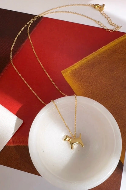 Dog with red collar Pendant Necklace