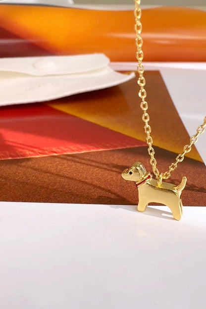 Dog with red collar Pendant Necklace