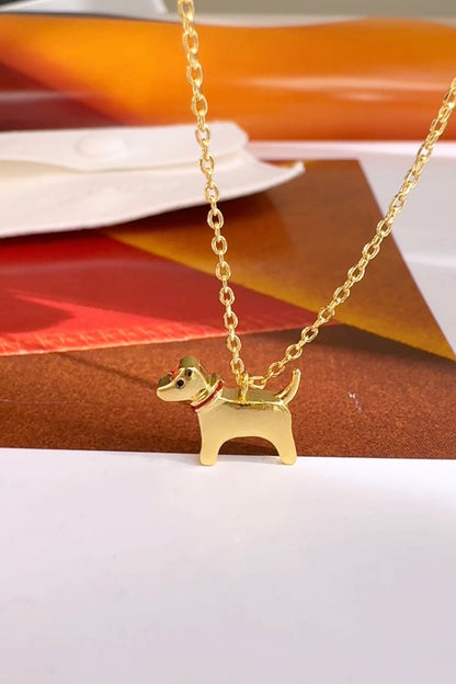 Dog with red collar Pendant Necklace