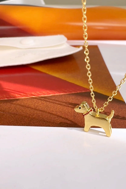Dog with red collar Pendant Necklace