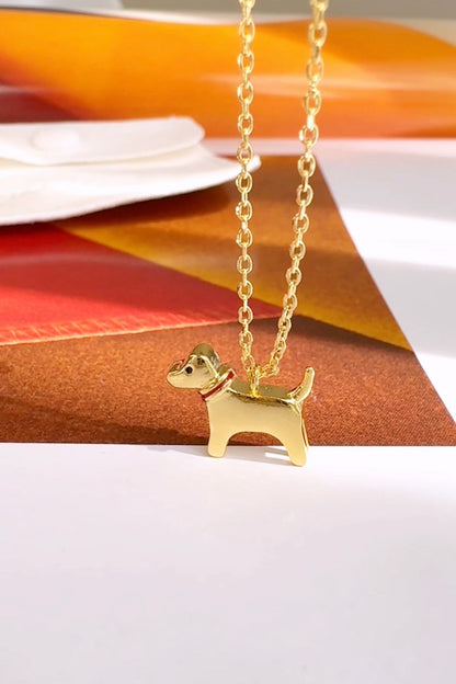 Dog with red collar Pendant Necklace
