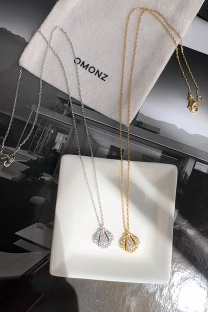 Ocean Shell Cubic CZ Pendant Necklace