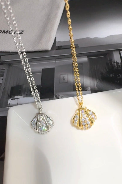 Ocean Shell Cubic CZ Pendant Necklace