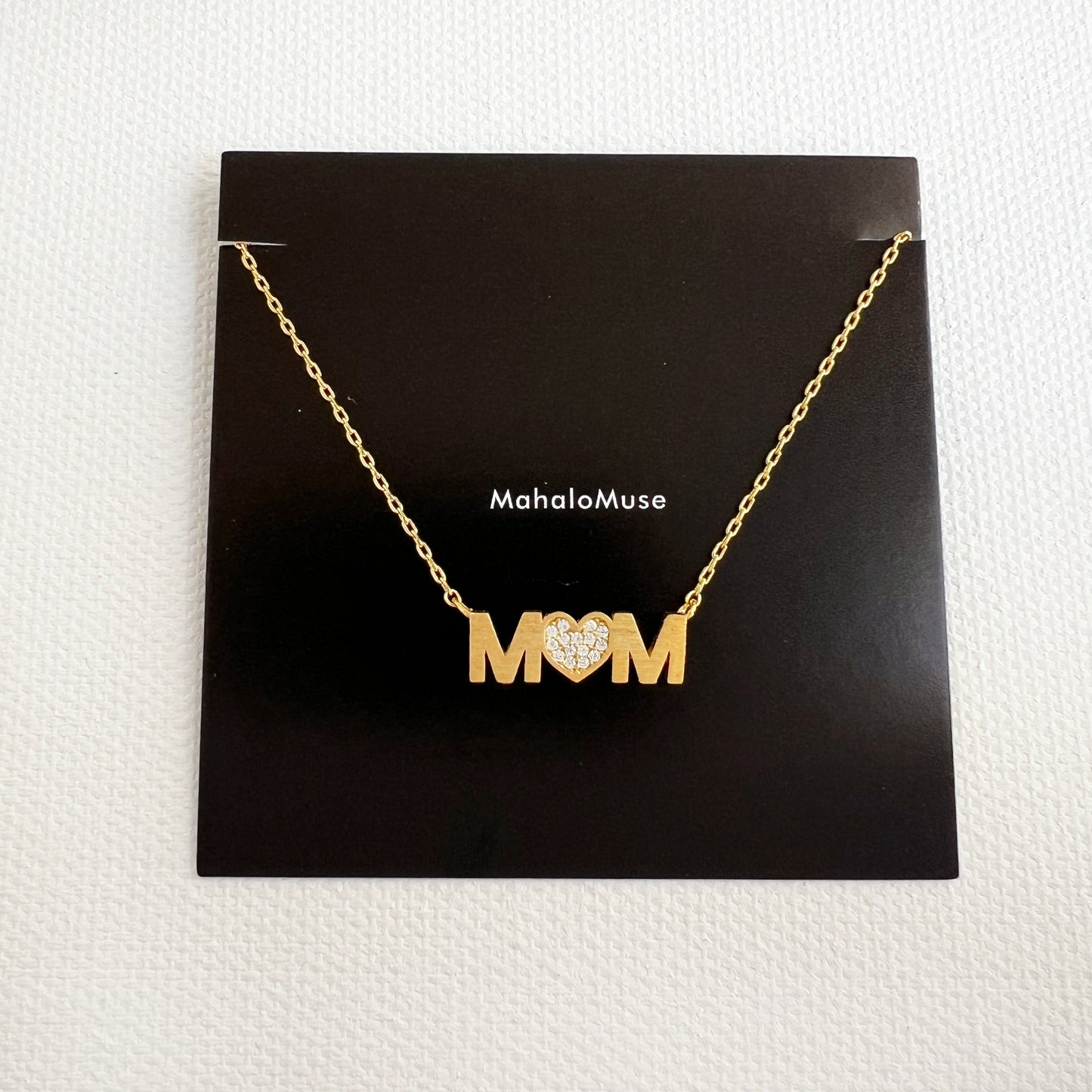 MOM Heart letter cz Pendant Necklace