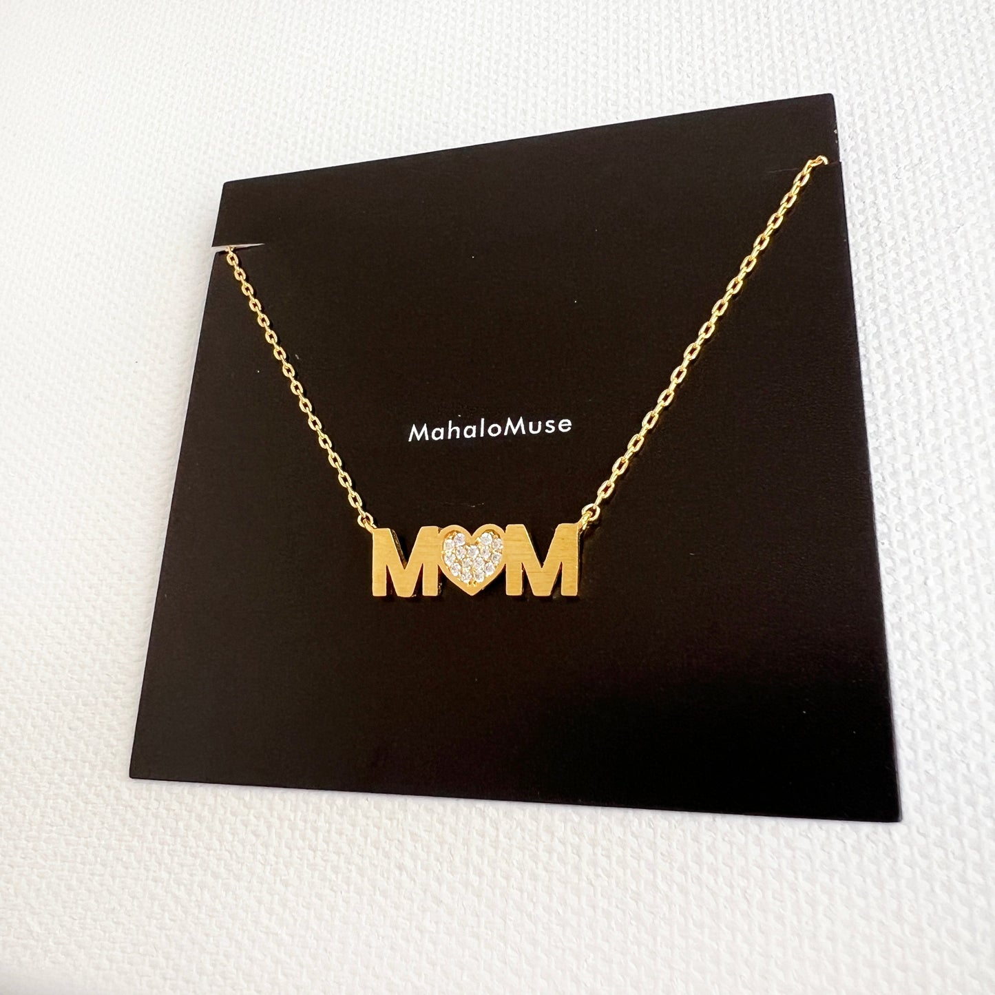 MOM Heart letter cz Pendant Necklace