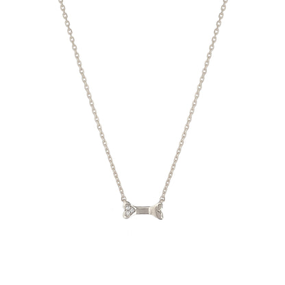 Mini Dog Bone Pendant Cubic Zirconia Necklace