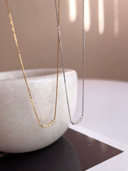 Five Tiny Bezel CZ Dot Charm Necklace