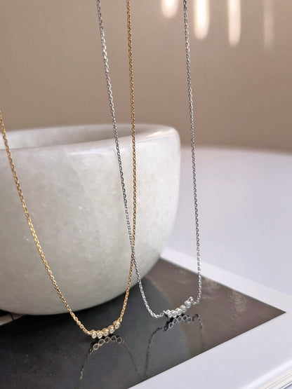 Five Tiny Bezel CZ Dot Charm Necklace