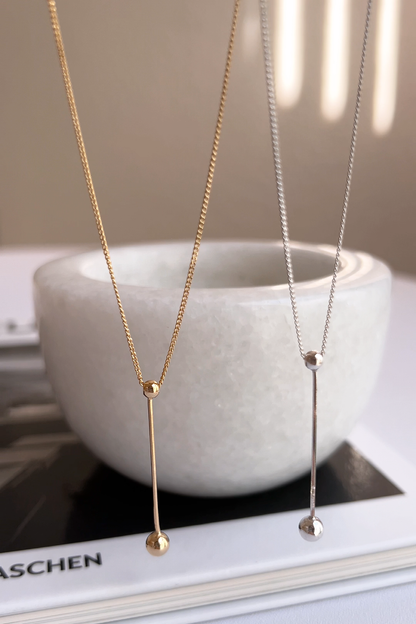 Lariat Y Tiny Ball Connected Necklace