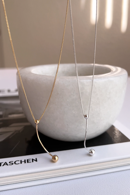 Lariat Y Tiny Ball Connected Necklace