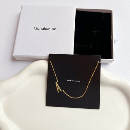 Initial Sideways Alphabet Letter Pendant Necklace