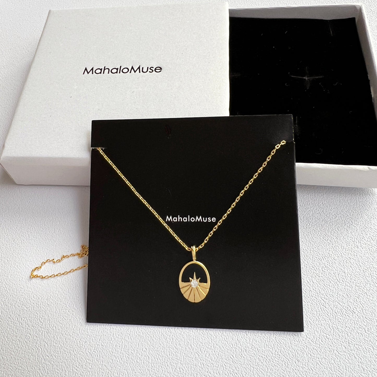 Oval Black CZ Enamel Pendant Necklace