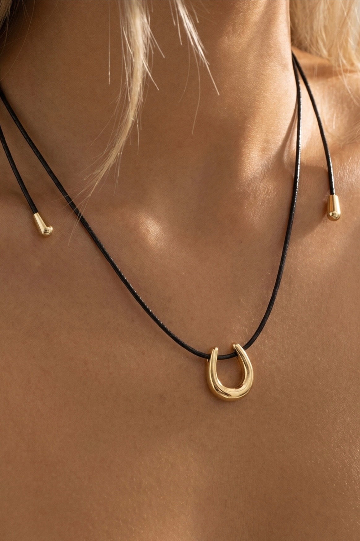 Horseshoe small Pendant Cord Necklace