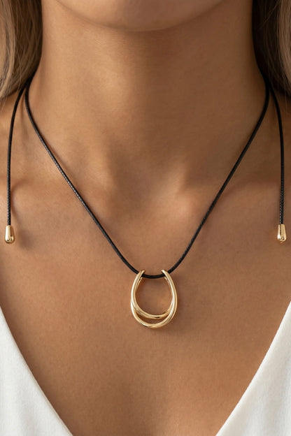 Horseshoe medium Pendant Cord Necklace