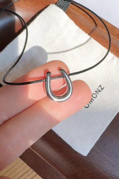 Horseshoe small Pendant Cord Necklace