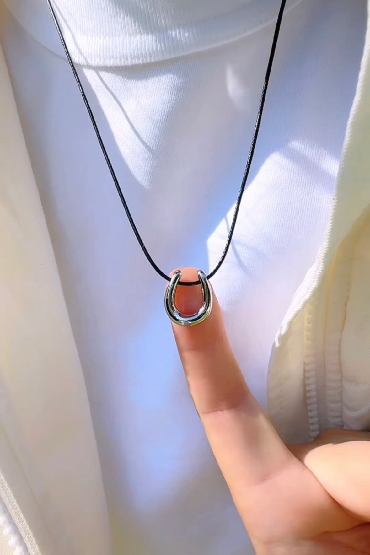 Horseshoe small Pendant Cord Necklace