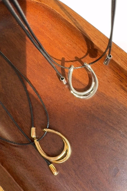 Horseshoe medium Pendant Cord Necklace