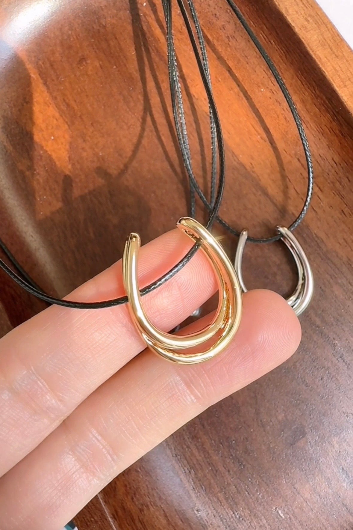 Horseshoe medium Pendant Cord Necklace