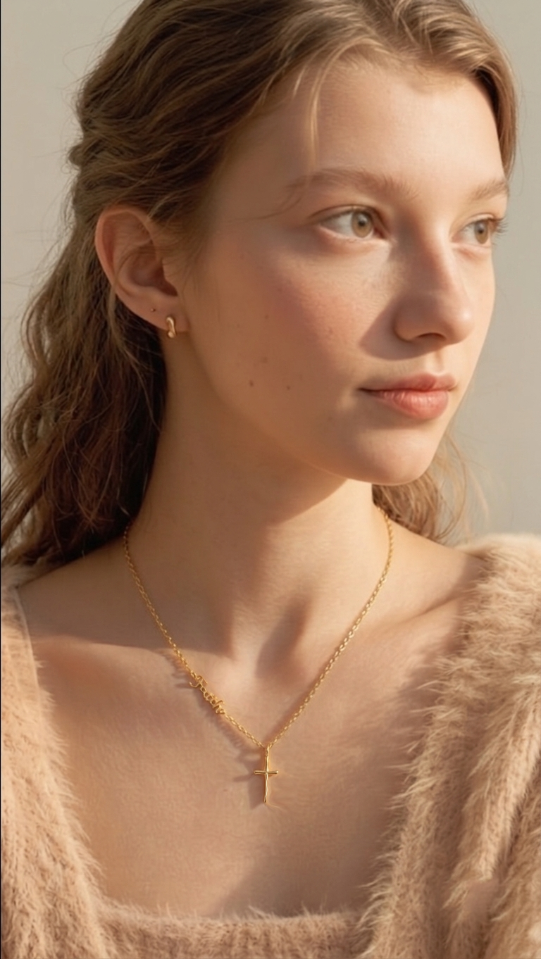 Cross Faith Letter script Necklace