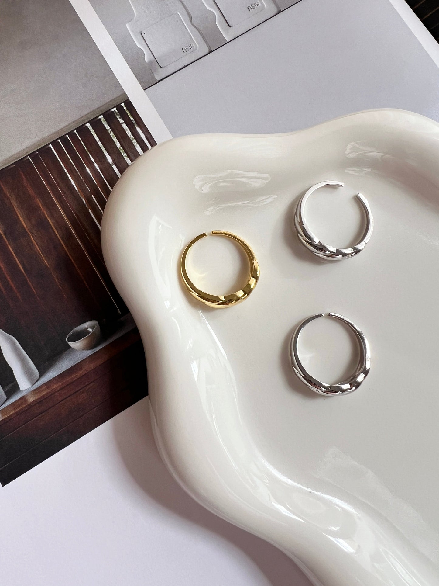 Croissant Bold Twist Adjustable Open Ring