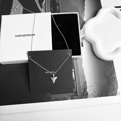 Shark Tooth Shape Pendant Necklace 18K Gold Dipped