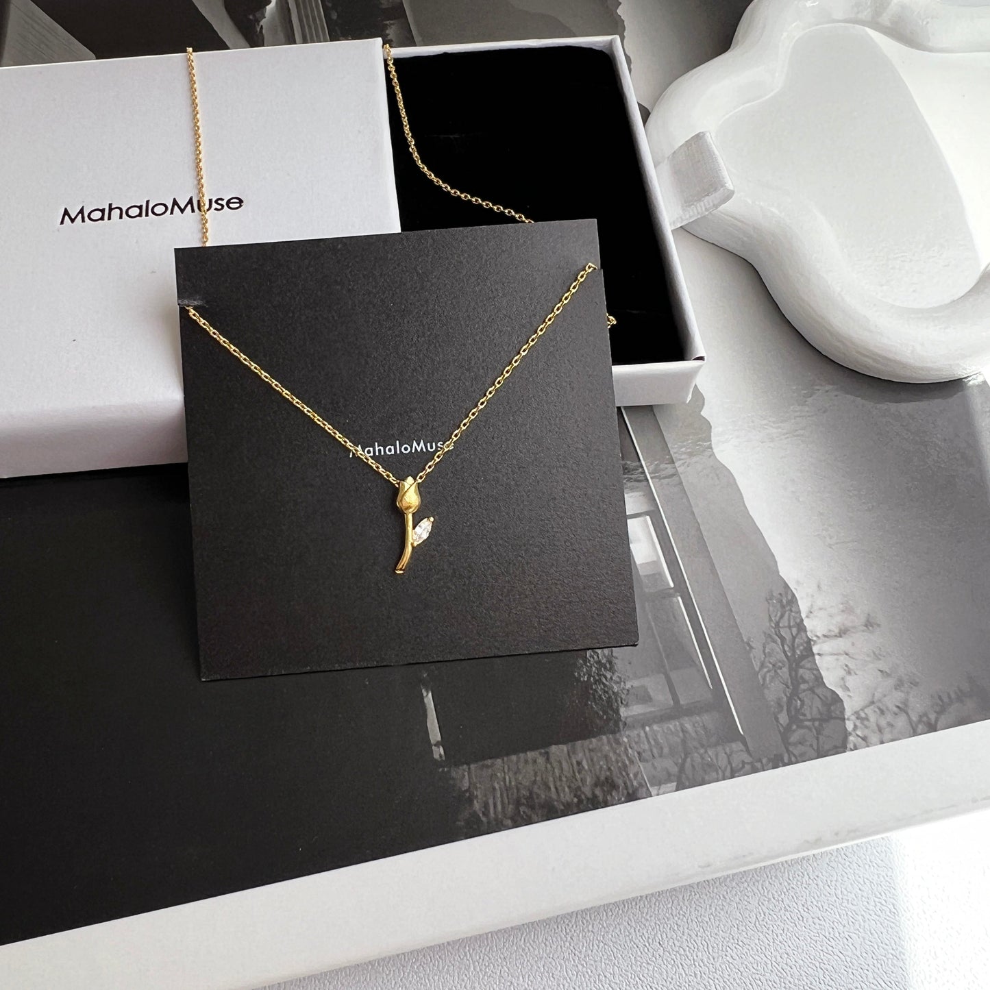 Tulip Cubic Zirconia Pendant Necklace