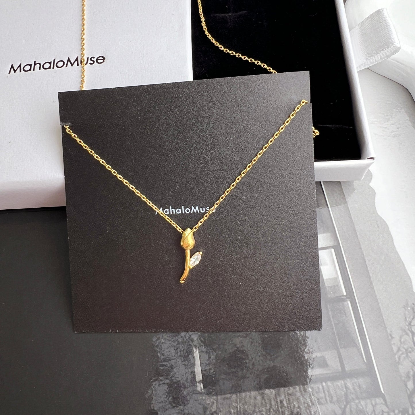 Tulip Cubic Zirconia Pendant Necklace
