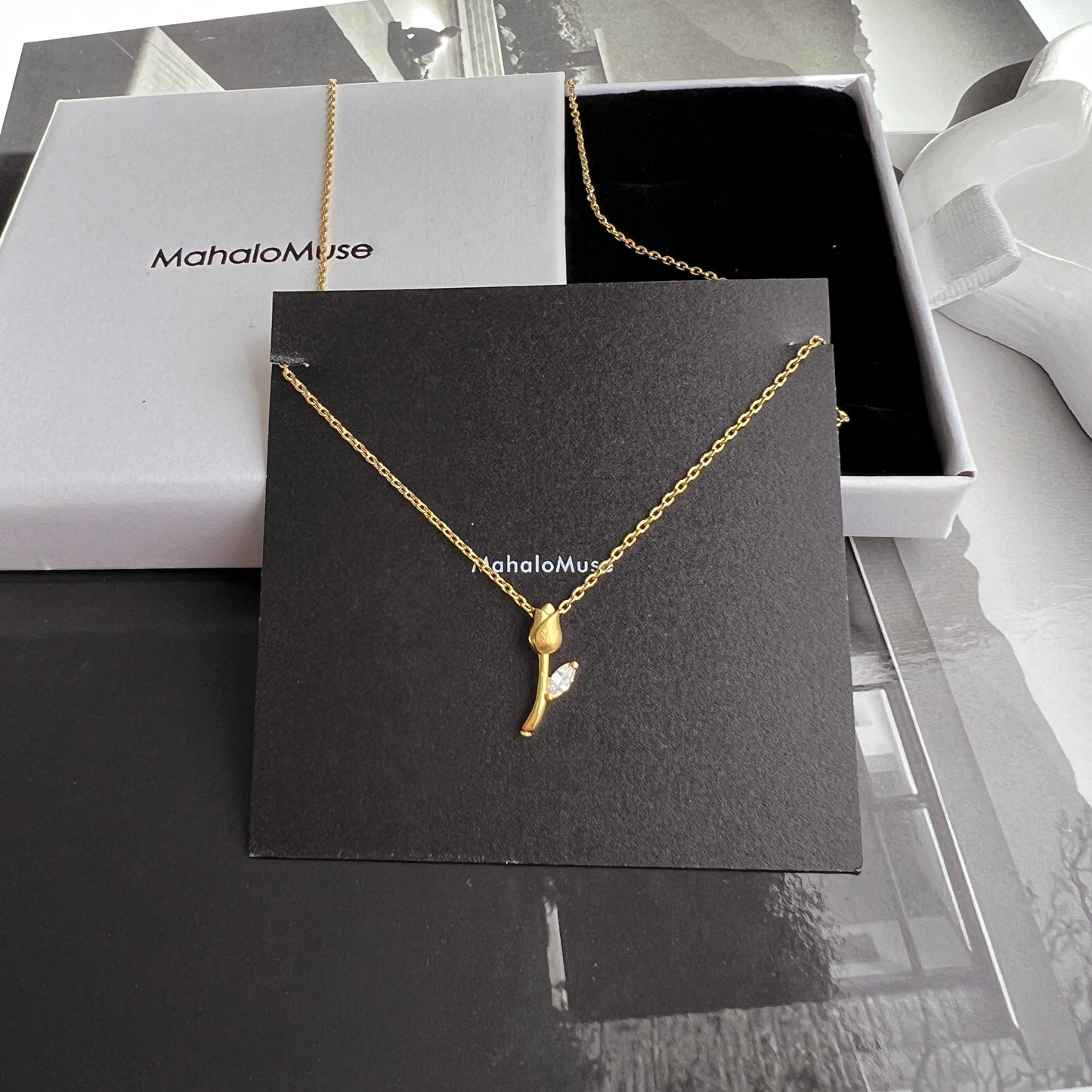 Tulip Cubic Zirconia Pendant Necklace