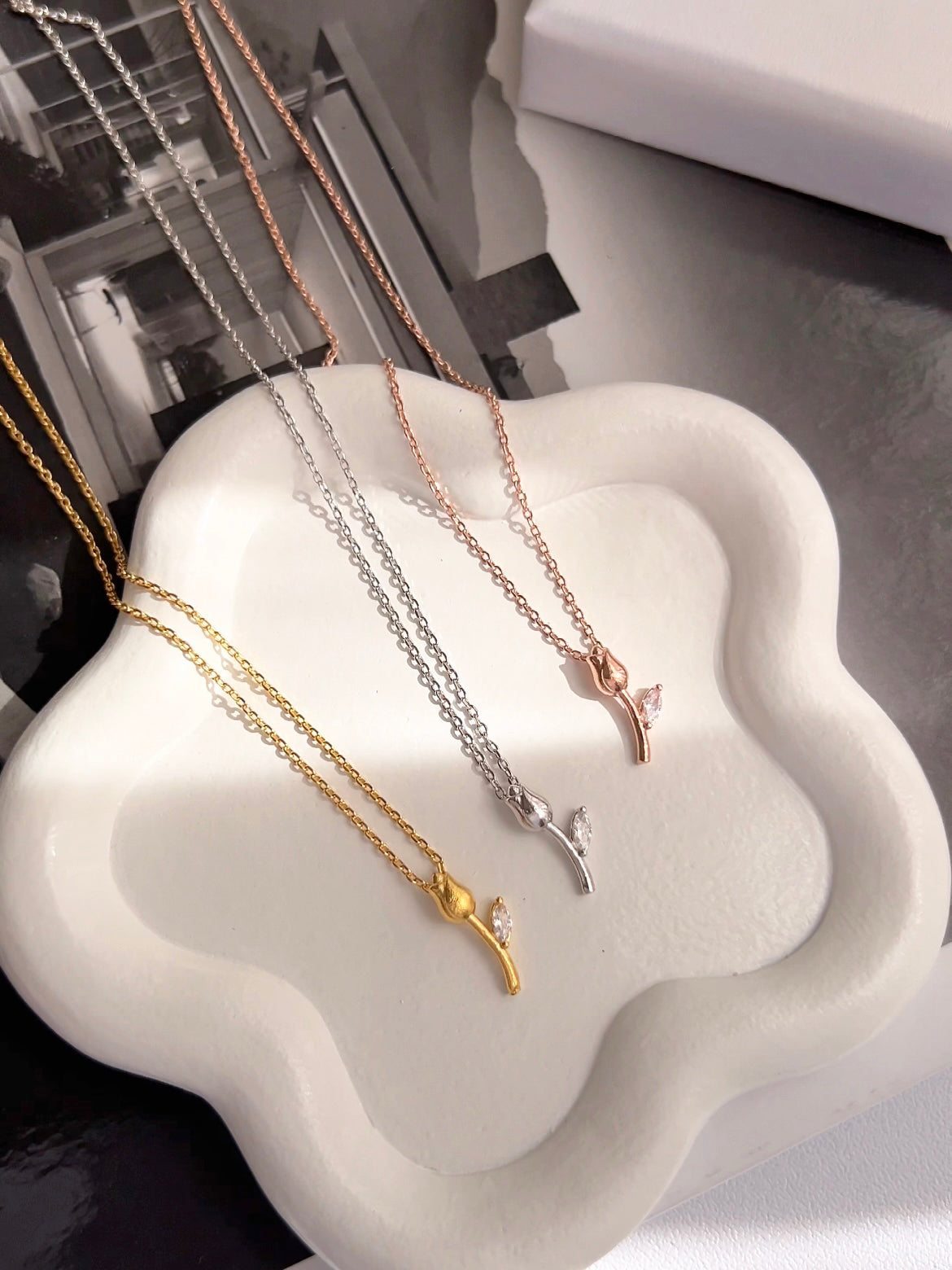 Tulip Cubic Zirconia Pendant Necklace